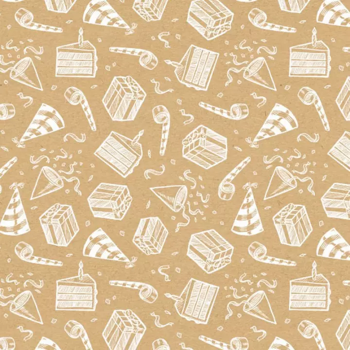 PAPIER emballage kraft anniversaire motif blanc