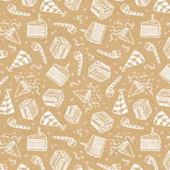 PAPIER emballage kraft anniversaire motif blanc