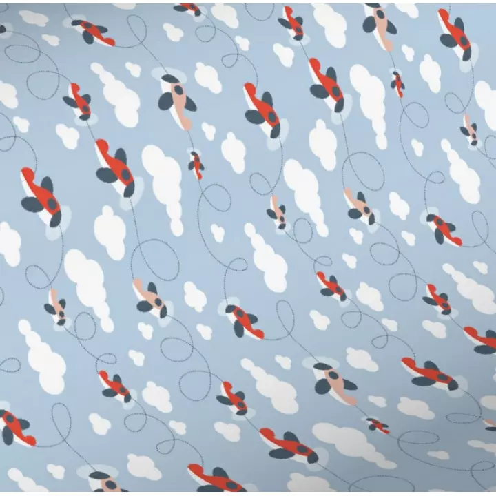 Emballage papier cadeaux petits avions et nuages