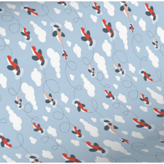 Emballage papier cadeaux petits avions et nuages