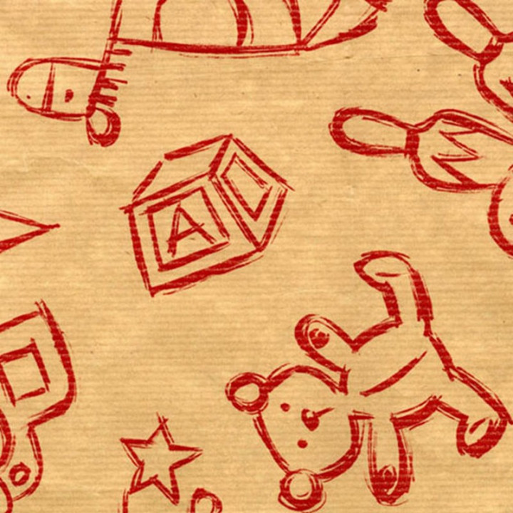 Emballage cadeau papier kraft motif enfantin vintage