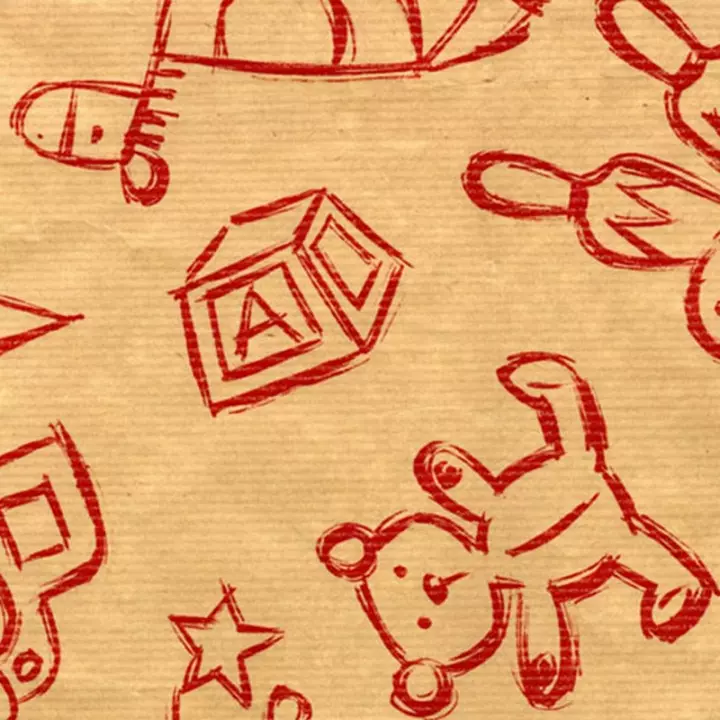 Emballage cadeau papier kraft motif enfantin vintage