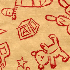 Emballage cadeau papier kraft motif enfantin vintage