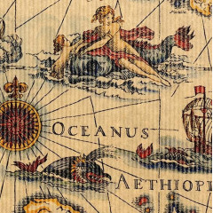 papier kraft emballage cadeau motif carte marine ancienne