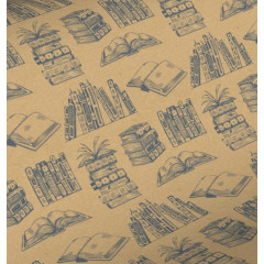 papier kraft emballage cadeaux motif livre 7393KL