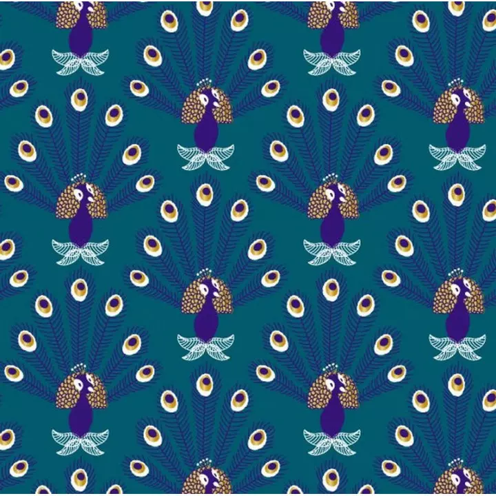 7222H  Papier emballage cadeau bleu oiseau Paon brillant