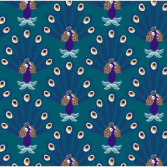 7222H  Papier emballage cadeau bleu oiseau Paon brillant