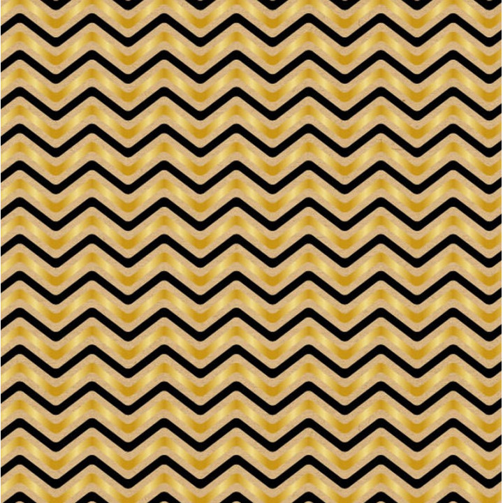Emballage kraft papier cadeau zig-zag noir doré  7212kl
