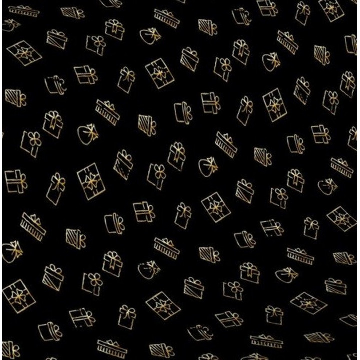 emballage noir papier avec cadeaux dorés or