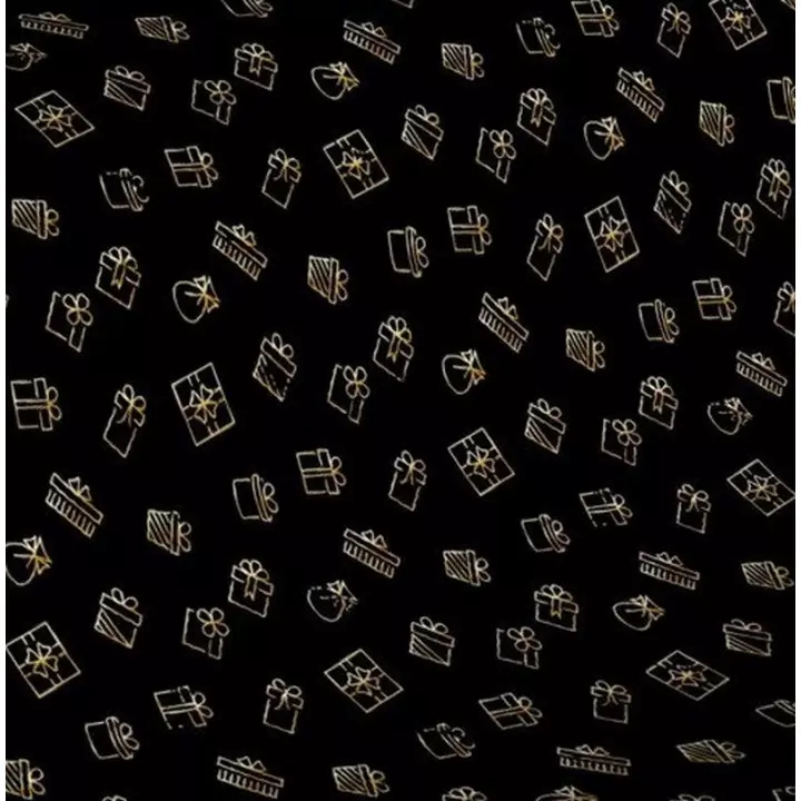 emballage noir papier avec cadeaux dorés or