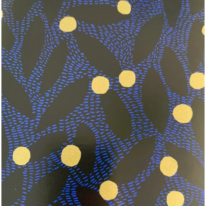 Papier cadeau emballage feuille noire, bleu point doré 7364H