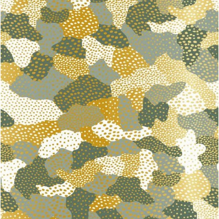 Papier cadeau camouflage vert kaki doré or 7225H