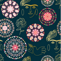 emballage papier cadeau MANDALA  femme FRIDA couleur 7182H
