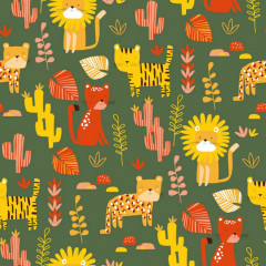 emballage papier cadeau motif animaux jungle félins tigre lion 7238H 50 mètres