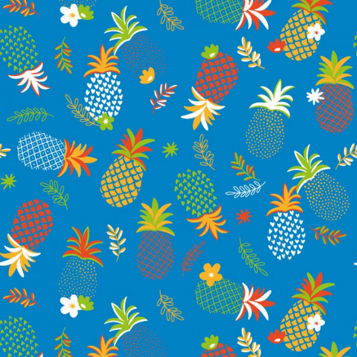 Rouleau papier cadeau bleu avec ananas multicolores été plage vacance Rouleau papier cadeau bleu avec ananas multicolores été plage vacance