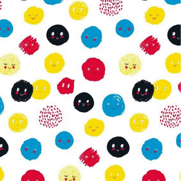 cadeau papier blanc boules émotions 7380Y pour emballage 50m 90g