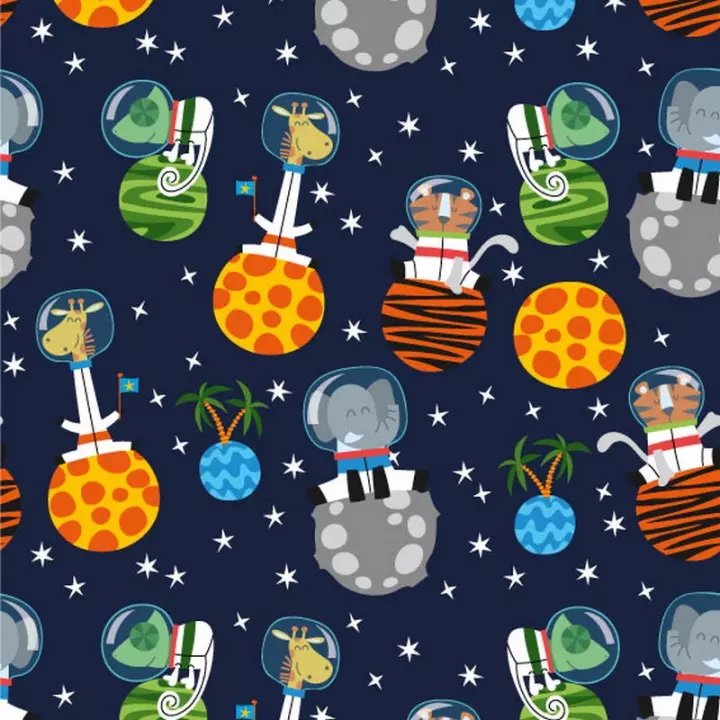 PAPIER CADEAU POUR ENFANT SAFARISTONAUTES ANIMAUX RIGOLOS ASTRONAUTES SAFARI 7188X