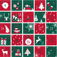 papier cadeau emballage Noël calendrier de l'avent vert rouge 9277X