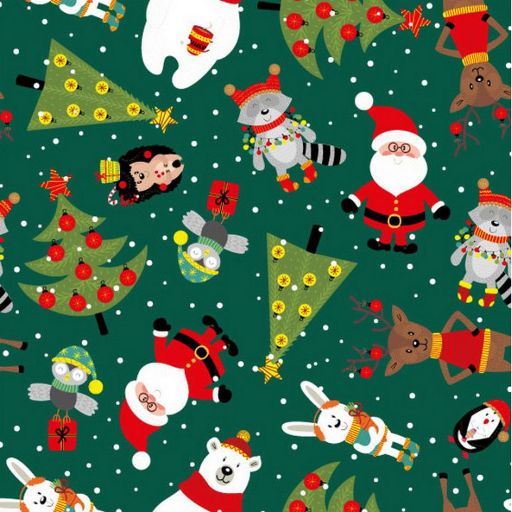 papier emballage cadeaux père Noël sapin rennes ours polaire flocons 9236x