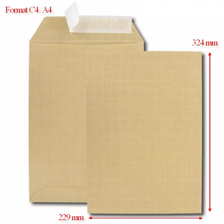 pochette enveloppe kraft vergé armé C4 A4 22,9 x 32,4 cm