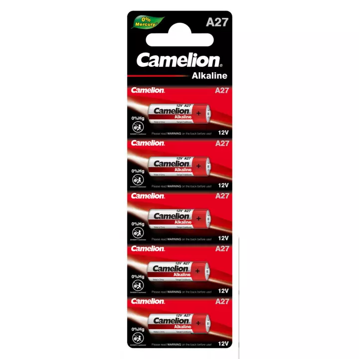 5 piles Alcaline Camelion 27A A27 LR27A GP27A 12V MN27 L728 L828 (0% mercure)