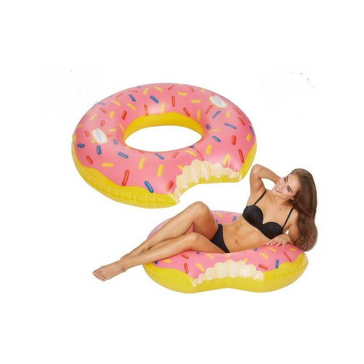 Grande bouée gonflable Donut XXL gâteau rose avec poignées 77631