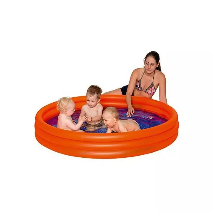 Piscine gonflable orange (3 boudins) Ø157x28cm enfant jardin 77712 Happy People