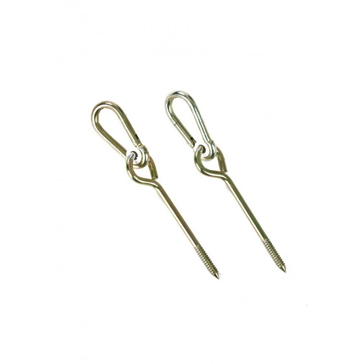 2 Crochets mousqueton à vis pour balançoire fixation portique bois jardin 73249