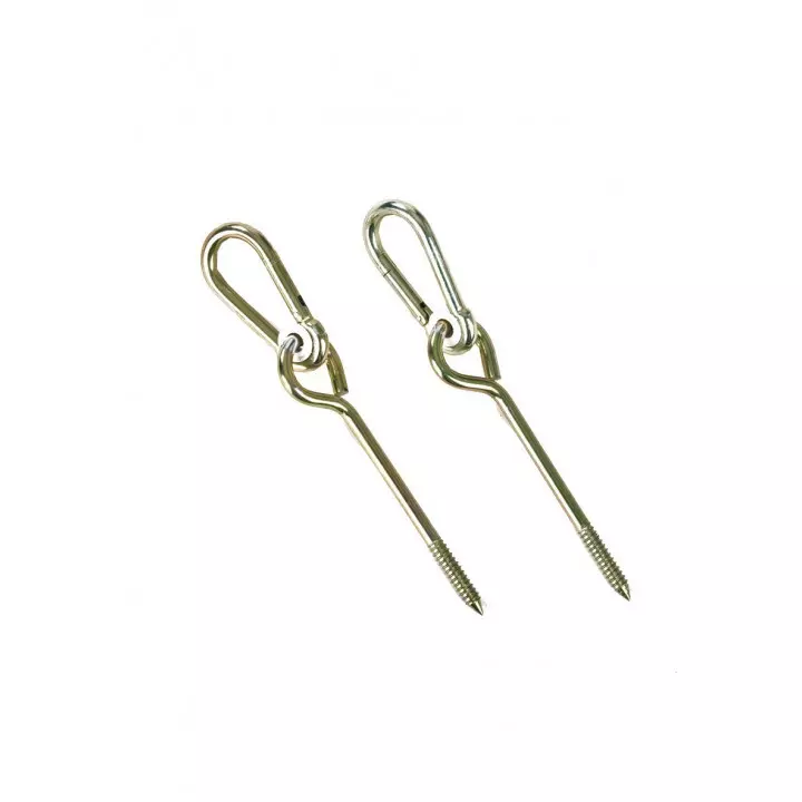 2 Crochets mousqueton à vis pour balançoire fixation portique bois jardin 73249