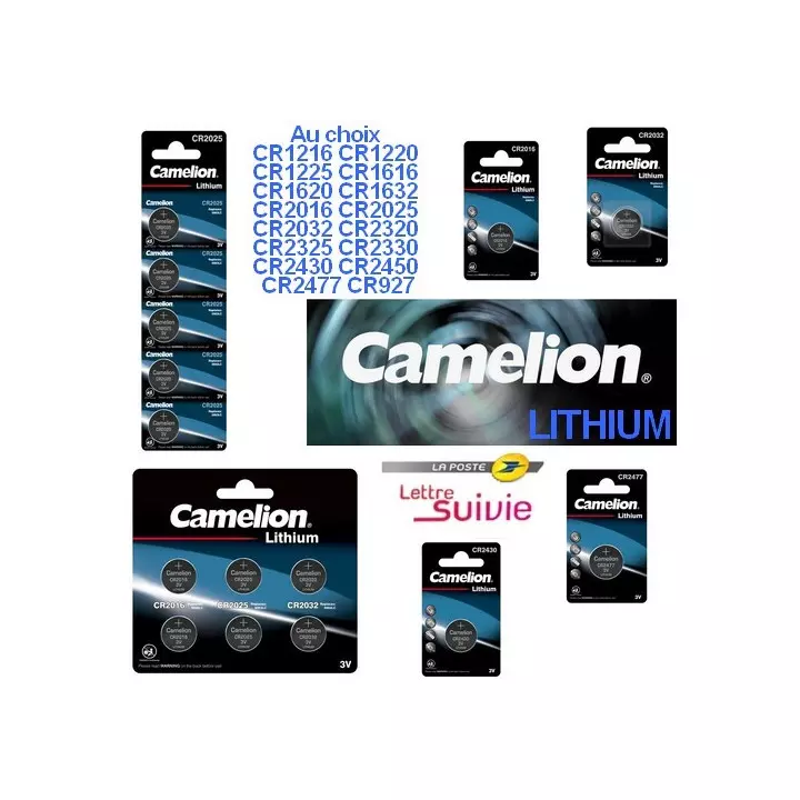 Camelion piles bouton lithium 3V CR2032 CR2025 CR2016 CR2430 CR2450 CR1632 CR927