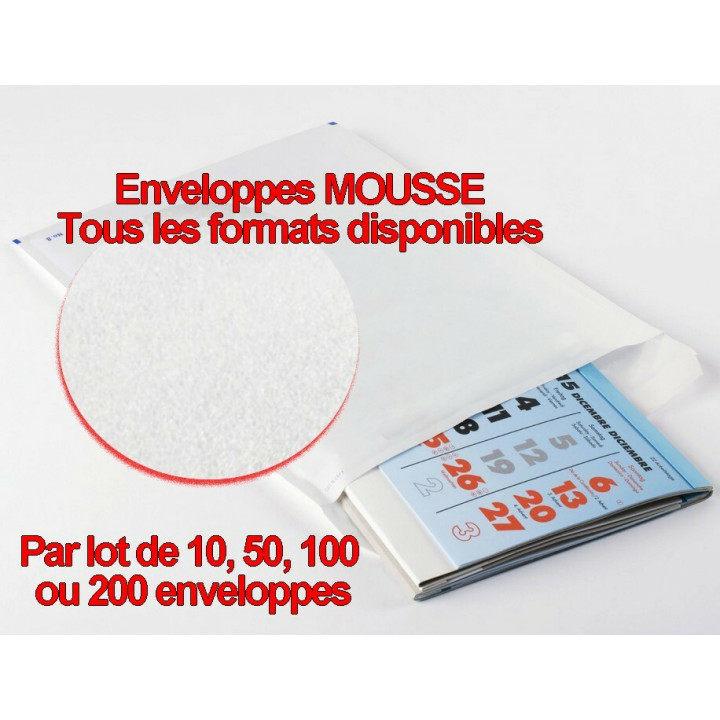 Enveloppe MOUSSE pochette matelassée papier kraft blanc (11 formats au choix)