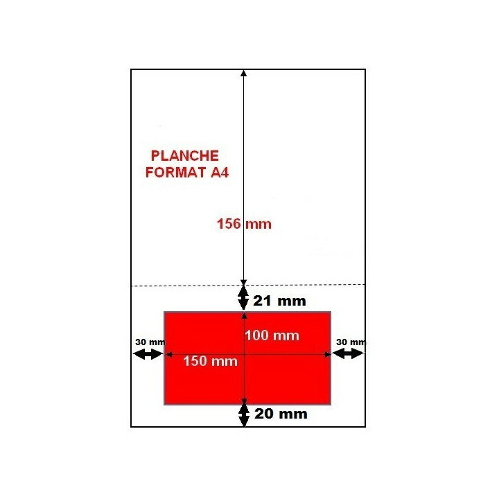 Feuille planche A4 étiquette adhésive intégrée 150 x 100 mm pour envoi COLISSIMO