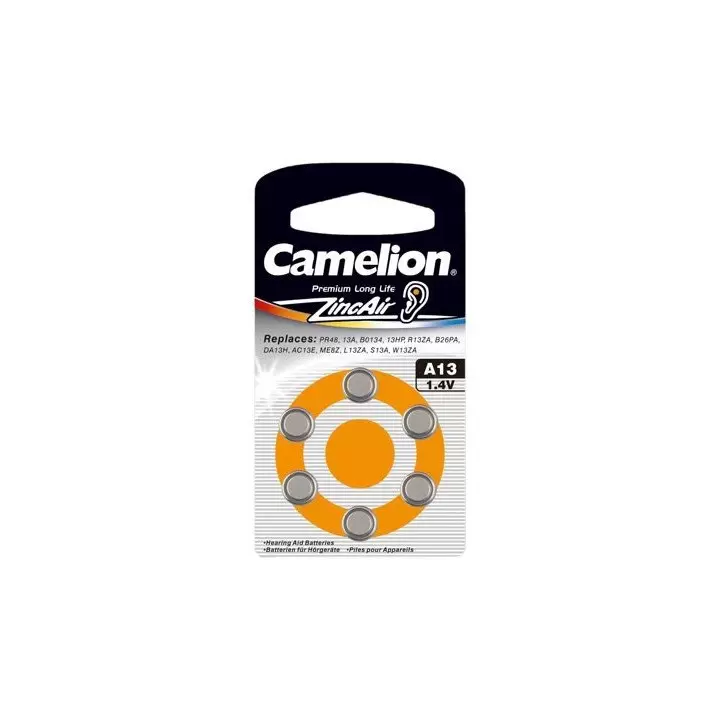 30 piles auditives Camelion N°13 / A13 ZINC AIR