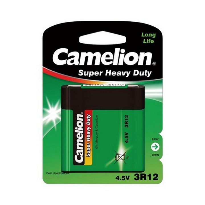 Lot de 12 piles green avec blister 4,5V 4,5 Volt 3R12 remplacent 3LR12 Camelion