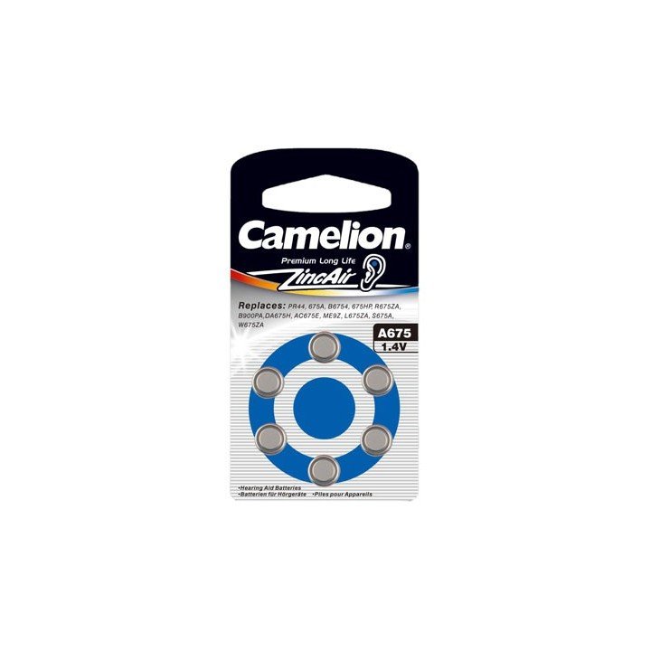 30 piles auditives Camelion N°675 / A675 ZINC AIR