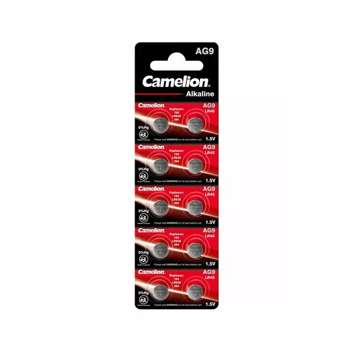 30 piles bouton alcaline 1,5v AG9  LR45  194  GP94A  394 / SR936W Camelion