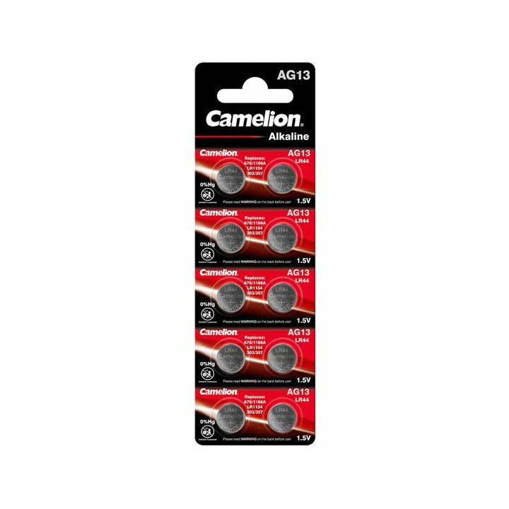 30 PILES BOUTON ALCALINE AG13 LR44 LR1154 357 GP76A BP10 0% MERCURE CAMELION