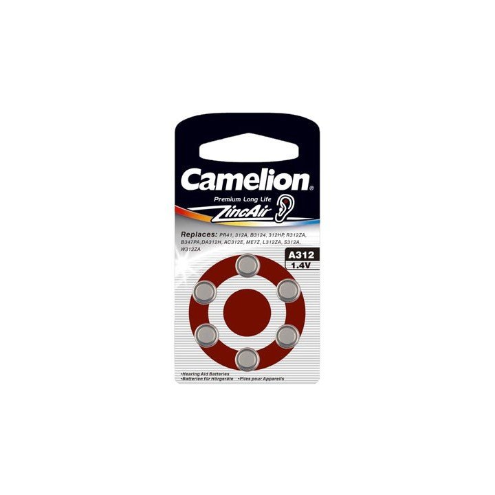 30 piles auditives Camelion N°312 / A312 ZINC AIR