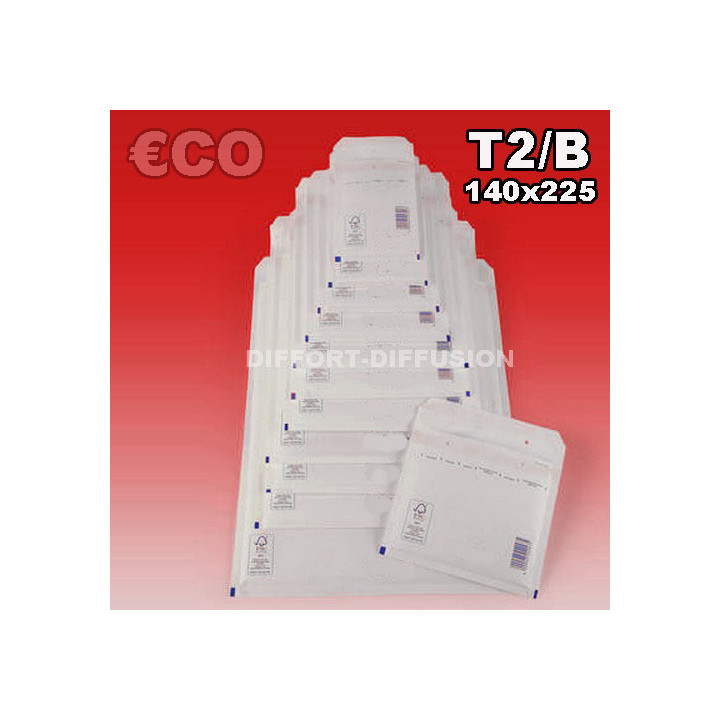 200 enveloppes à bulles ECO / pochettes Blanches 140 x 225 mm T2/2 (B)