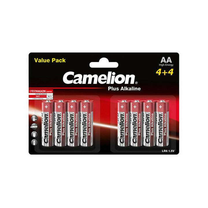 Lot de 96 piles alcalines LR06 AA (12 blister de 8 piles) 2800mAh 1.5V Camelion
