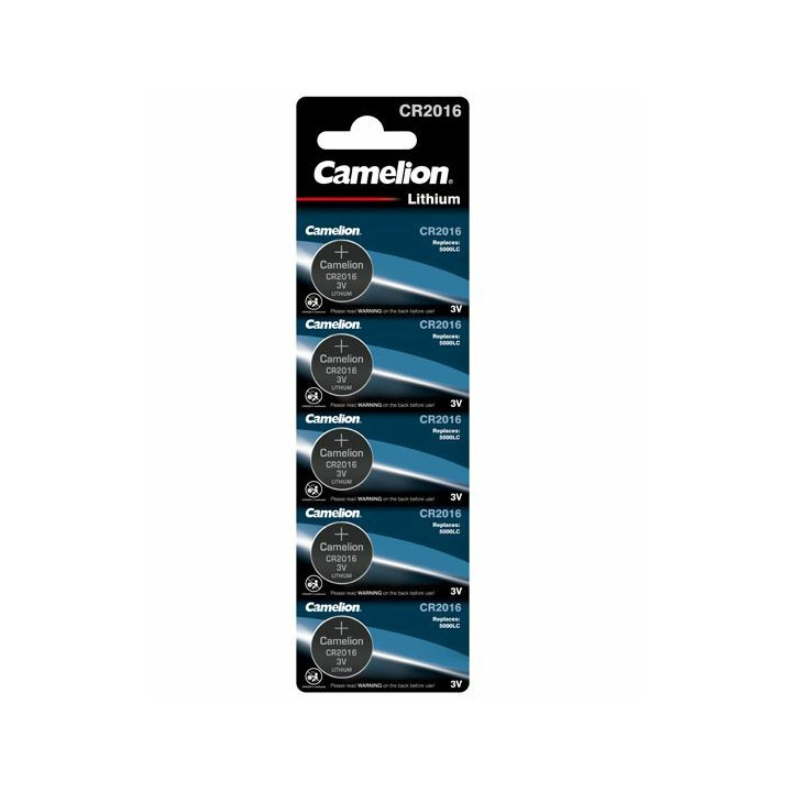 15 piles boutons lithium 3V CR2016 / CR 2016 DL2016 5000LC ECR2016 Camelion