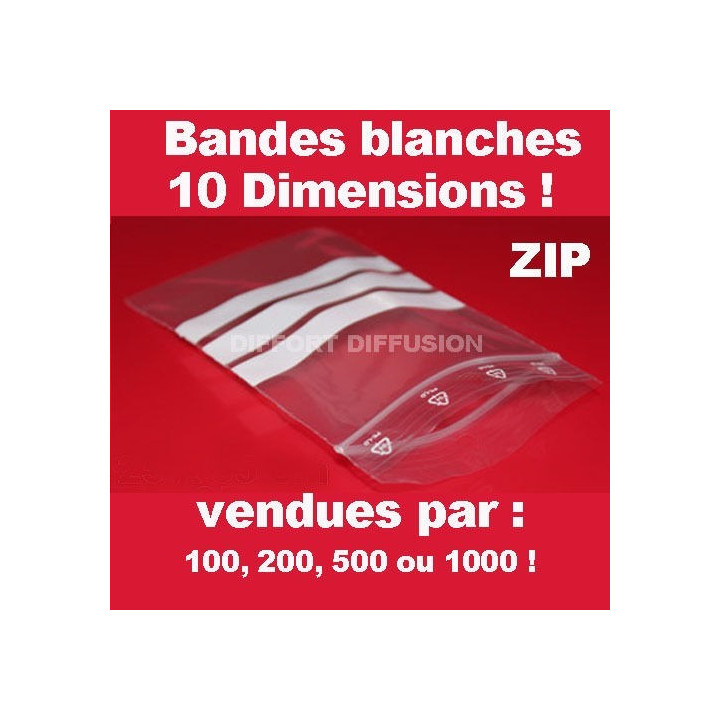 Sachet plastique fermeture ZIP avec bande blanche d'écriture  Pochette pression