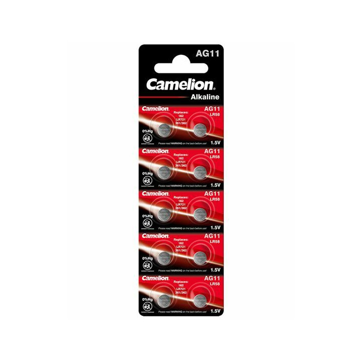 30 Pile bouton alcaline AG11/LR721/LR58/162/GP62A/362/SR721W Camelion 0% mercure