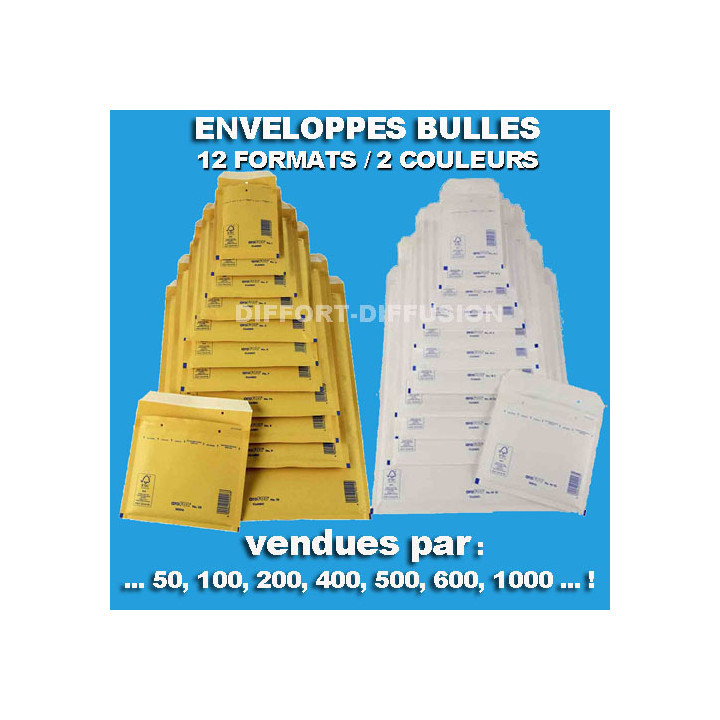 Enveloppes à bulles / matelassées marrons ou blanches 12 formats qualité Premium