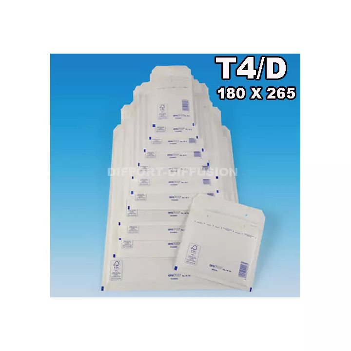 100 Enveloppes à bulles pochettes T4/4/D blanches (DVD) 175 x 265 mm