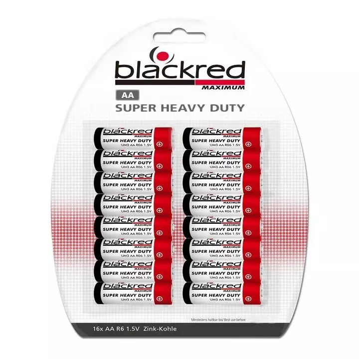 Lot de 320 piles AA R06 LR06 LR6 (20 blisters de 16 piles) Blackred BP16