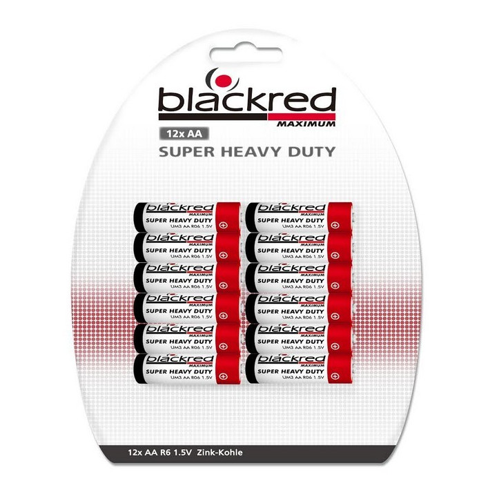 Lot de 240 piles AA R06 (LR06 / LR6) sous blisters pour revendeurs Blackred BP12