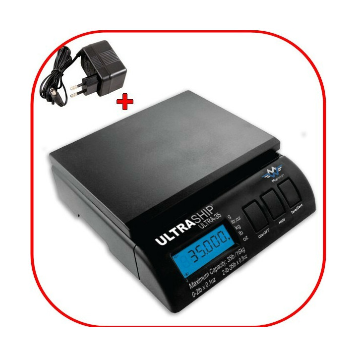 Balance colis cuisine façade détachable 16kg à 2g Noire My Weigh + Adaptateur 