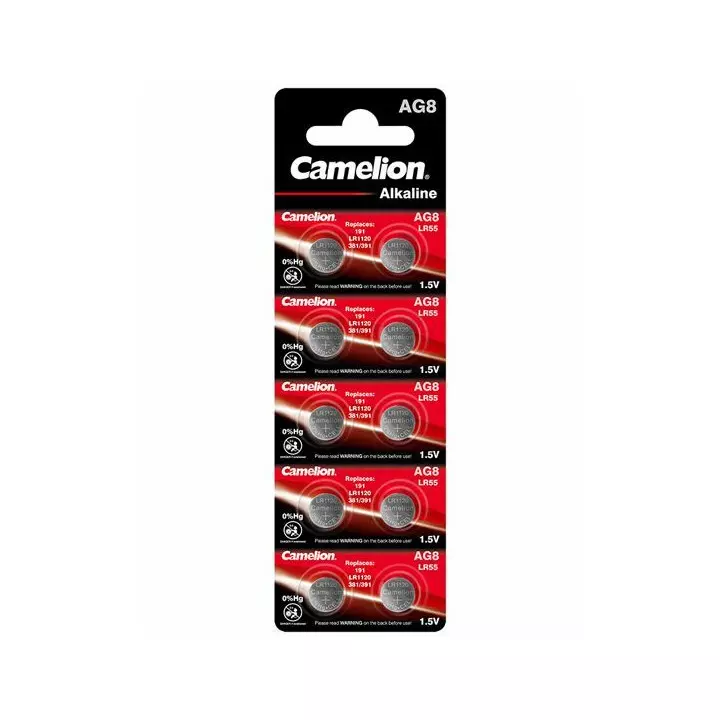 30 piles boutons alcalines Camelion AG8/LR112 LR55 191 GP91A/391 SR1120 (montre)