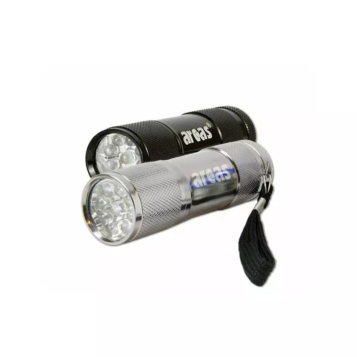 Lampe de poche 9 LED en aluminium + 3 piles AAA / Alu ARCAS
